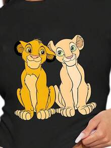 字母标语，罗纹棉质女式T恤，学院风春夏新款运动女装，垂坠时尚柔软透气女式短袖上衣 - 黑色 - 查看 2