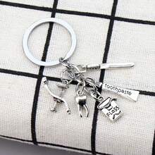 1pc Zinc Alloy Toothbrush & Toothpaste Keychain, Dental Assistant Gift, Dental Care Keyring, Tooth Protection Small Gift Car Accessories Bag Charm School Cartoon Cute Goth Y2k - Multicolor - View 8