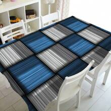 1 pièce Nappe à motif carré en bleu, blanc, gris - Convient pour la décoration de la maison - Peut être utilisée pour la cuisine, la salle à manger, les fêtes et les cadeaux