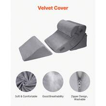 Wedge Pillow For Sleeping, 4 Pcs Adjustable Orthopedic Bed Wedge Set, Support Leg Neck Shoulder, Post Surgery Pillow For Back Pain, Acid Reflux, Snoring Relief, Sitting Up In Bed, Dark Grey - Dark Grey - View 3