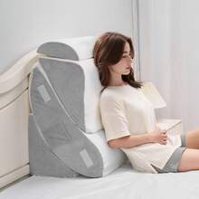 Wedge Pillow For Sleeping, 4 Pcs Adjustable Orthopedic Bed Wedge Set, Support Leg Neck Shoulder, Post Surgery Pillow For Back Pain, Acid Reflux, Snoring Relief, Sitting Up In Bed, White/Grey - trắng - Xem 9