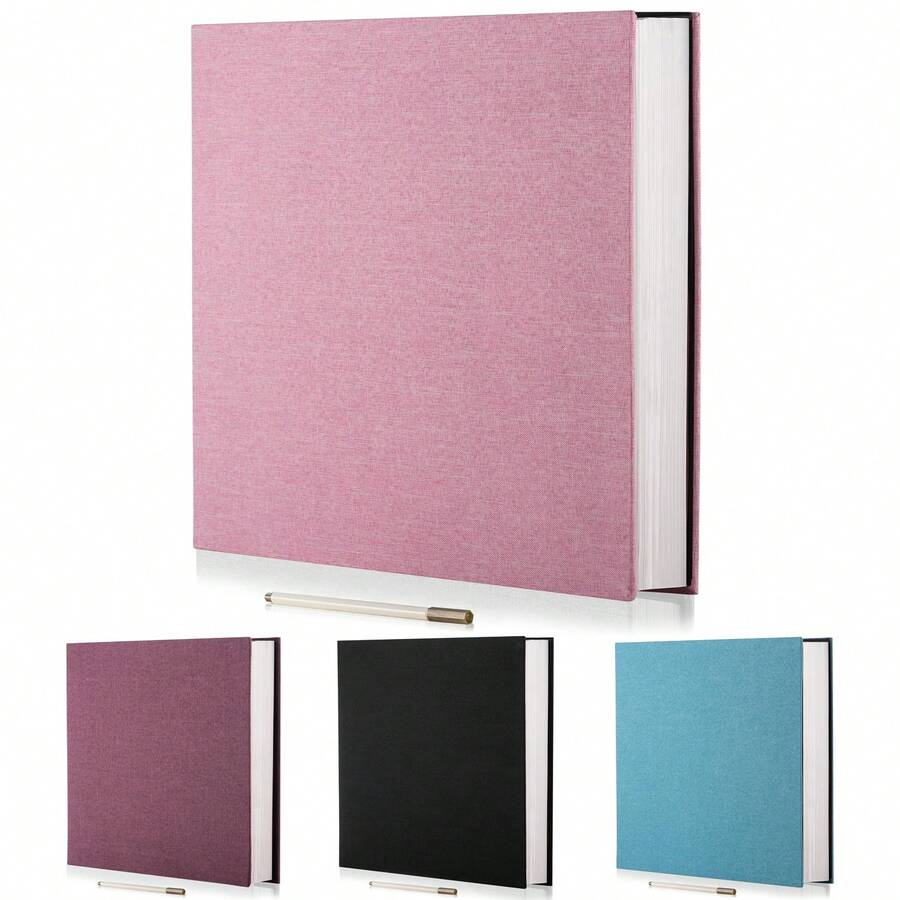 Self-Adhesive Photo Album With Pen, 40 Pages Scrapbook Album With Sticky Page, Linen Cover DIY Photo Album For 3x5, 4x6, 5X7, 6x8, And 8x10 Inch Photos, Large Photo Book For Wedding, Birthday, Christmas, Anniversary, School, Gift For Family, Friends