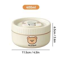 便携式 304 不锈钢保温饭盒，带餐具和午餐袋，可爱图案防漏便当盒，可微波炉加热和热水加热，隔热防烫午餐盒，可重复使用的水果沙拉食品储存容器，适合学生和成人在学校、办公室、户外露营、野餐、旅行中使用