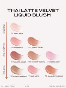 MISTINE Thai Latte Liquid Blush 7g 12 Cinnamon Tangerine Translucent Natural Blending Foundation Smooth Colour Retention 1 Piece