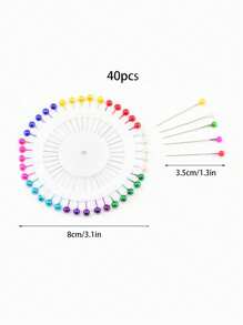 40pcs/set Colorful Round Head Pins For Garment Cutting & Pearl Beads Fixing
