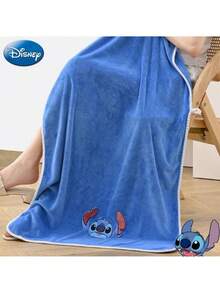 Disney 2件套官方授权史迪奇拖鞋浴巾浴室两件套珊瑚绒柔软亲肤不掉毛毛巾柔软吸水适用于水疗、浴室、健身房、厨房蓝色款 - 藍色 - 查看 3