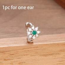 1 Peça Brinco Argola Pequena com Zircônia, Brinco Dourado 18K com Florzinha, Brincos de Cartilagem, Labrete, Tragus, Hélix, Joias de Piercing