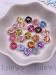 30pcs Mixed Resin Colorful Cute Mini 3D Simulated Donuts Flat Back Stone Scrapbook DIY Jewellery Fashion Decor Crafts Accessories