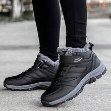 Herren Lässig PU Leder Wanderstiefel, Outdoor Winter Warm Sportschuhe, Hochwertige Schneestiefel, Wanderstiefel, Paar-Modelle, Neues Design Schuhe in Große Größen, Strapazierfähige rutschfeste Trekkingschuhe, Herbst/Winter Unisex Hohe Stiefel, Outdoor Sport Lässig Schuhe, Hohe Stiefel, Schwarze Schuhe, Graue Schuhe, Mehrfarbige Unisex Schuhe geeignet für kaltes Herbst/Winter Wetter