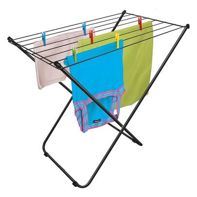 Varal De Chão Nápoles Black Aço Secalux 0,79 X 0,78 X 0,51 Cor Preto