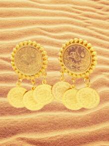 1 Pair Gold-Plated Brooch, Kurdish Turkish Bridal Costume Brooch, Luxury Jewelry For Arabic Ladies