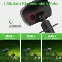 Nipify Solar Lights Outdoor Waterproof, Motion Sensor Spot Lights- 4 Pack/56 LED/3 Modes Solar Powered Spotlights 2-In-1 Auto On/Off Landscape Lighting For Outside Yard Wall Garden, Cool WhiteHalloween Christmas New Year - 彩色 - 查看 10