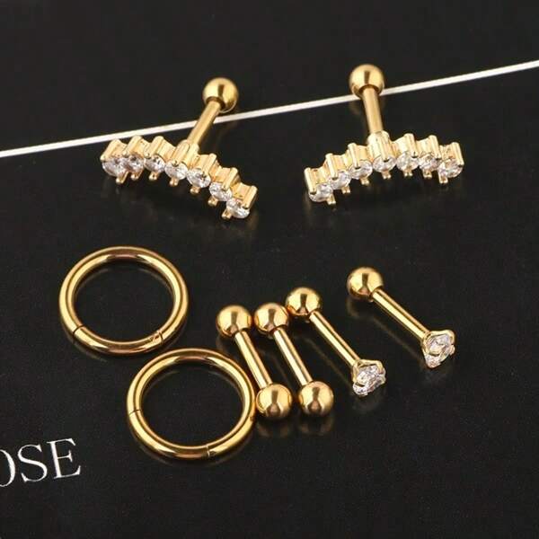 8pcs 316 Stainless Steel Earrings For Men,Nasolabial Fold Rings,Suitable For Party Daily Wear, Valentine's Day Gifts