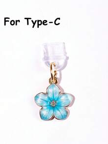 1pc Sakura/Cherry Blossom Design Charging Port Dust Plug, Exquisite Fresh Sweet Cute Fashion Alloy Pendant, Flowing Gloss Drip Oil Craft, Suitable For Spring And Summer Decoration, Phone, Tablet, Earphone, Kindle Charging Port Decor Accessory, Silicone Transparent Dust Plug, Suitable As A Small Gift, Protects Charging Port From Water, Moisture And Dirt, Compatible With IPhone Lightning/Type-C, Firmly Holds In Place - Multicolor - View 11