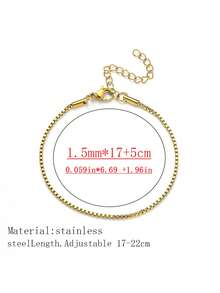Bộ 6 chiếc/bộ thép không gỉ vàng 18K thời trang nữ nhiều lớp chuỗi hạt rắn mini cổ điển, chống xỉn màu, đeo hàng ngày, dự tiệc - Vàng - Xem 8