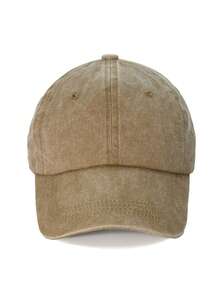1pc Vintage Solid Color Baseball Cap, Sun-Shading Breathable, Fashion Versatile, Unisex Design Suitable For Travel, Outdoor Activities - Baby Blue - View 4