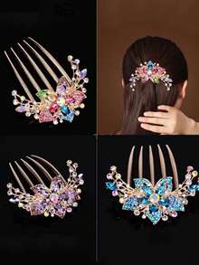 1 Peça Novo Pente de Cabelo de Liga com Strass, Acessórios de Cabelo de Alta Qualidade para Mulheres, Elegante Clipe Grande de Liga com Strass, Clipe de Cabelo Versátil - 1 peça - Visão 2