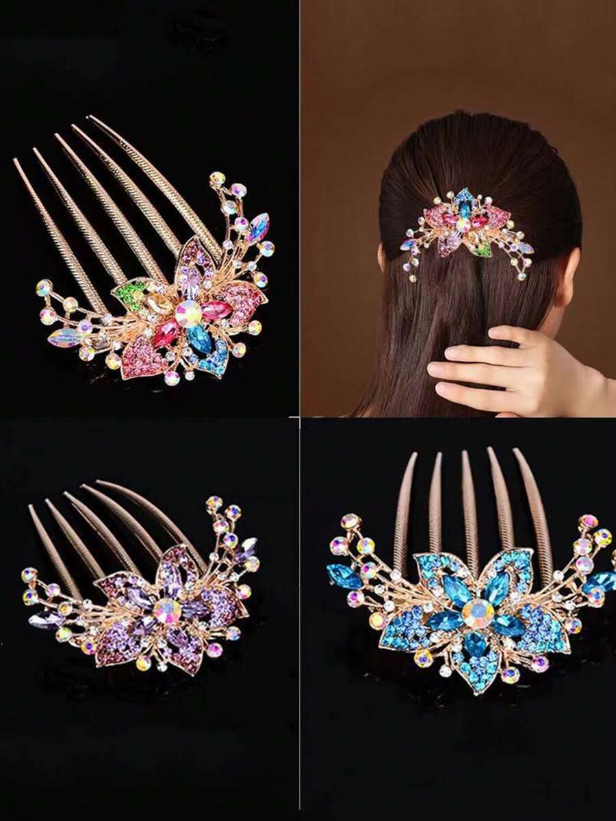 1 Peça Novo Pente de Cabelo de Liga com Strass, Acessórios de Cabelo de Alta Qualidade para Mulheres, Elegante Clipe Grande de Liga com Strass, Clipe de Cabelo Versátil