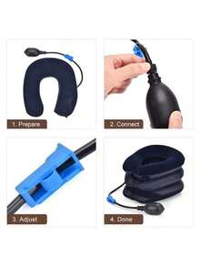 Neck Stretcher, Neck Traction Device, Adjustable Inflatable Neck Traction Device For Instant Neck - Comfort Padded Support With Blue Valve, Ideal For Home & Office Fitness Use, Posture Improvement | Adjustable Design | Soft Padding - Blue - View 6