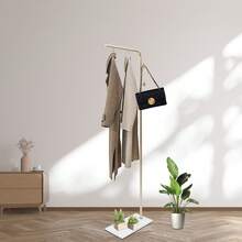 Freestanding Clothing Rack, Storage Stand Holder Multifunctional Storage Hat Rack With 3 Hooks For Coats, Hats, Scarves, Clothes, And Handbags - 金色 - 查看 1