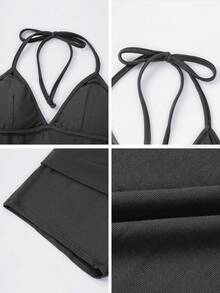 GAOVOT Bộ đồ thể thao gợi cảm dành cho nữ, gồm áo cổ chữ V và quần short bó sát, thích hợp cho chạy bộ, tập thể dục và các dịp khác. - Màu xám đen - Xem 10