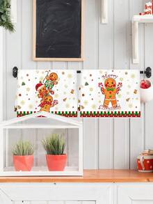 2pcs Christmas Gingerbread Man Hand Towels, Soft Absorbent Microfiber Cleaning Cloths, Suitable For Christmas Kitchen Decor (2026), Table Decor, Home Decor, Bathroom Decor, Housewarming Gift, New Year Gift (2027) - Multicolor - View 9