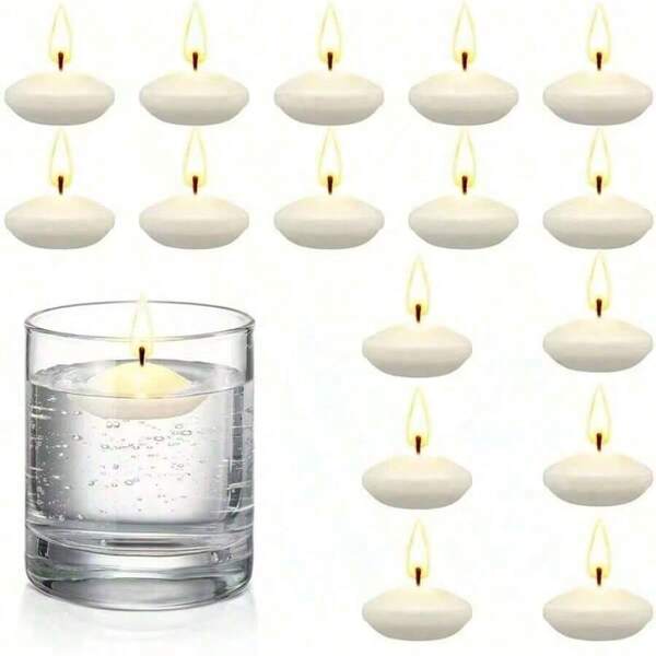 10/100pcs White Oval Floating Candles, Water Floating Candles, Wedding Hotel Restaurant Center Decoration, Birthday Party Candles, Festive Romantic Atmosphere Candlelight Dinner, Christmas Supplies