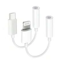 1pc USB-C/Lightning To 3.5mm Headphone Jack Adapter Compatible With IPhone Series, IPad, Converter Cable