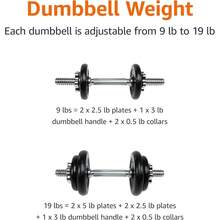 Adjustable Dumbbell Hand  Set, 38 Pounds, Black
