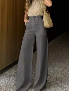 Straight Leg Suit Pants - 灰色 - 查看 1