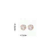 1 对时尚简约珍珠耳钉，适合女士，甜美优雅水晶装饰耳环 - 白色A - 查看 4