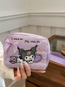 1pc Cartoon Back To School Girl Cute Large Capacity Keychain Pouch Coin Purse Daily Essentials - Multicolor - View 2