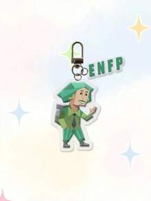 MBTI钥匙扣，MBTI 16个性化亚克力钥匙扣，背包挂绳配件，卡通人物礼物，可爱钥匙扣 - 彩色 - 查看 2