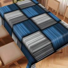 1 pièce Nappe à motif carré en bleu, blanc, gris - Convient pour la décoration de la maison - Peut être utilisée pour la cuisine, la salle à manger, les fêtes et les cadeaux