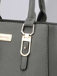 大容量毛球装饰小钱包女士手提包，商务休闲单肩包，母亲节礼物，适合职业女性、OL，非常适合工作、商务、通勤、上学等场合。 - 深灰色 - 查看 9