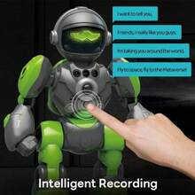 Inteligentna zabawka robot sterowany głosem dla dzieci – interaktywny, programowalny robot AI z czujnikiem gestów, sterowaniem głosowym, 3-klawiszowym pilotem, muzyką, światłami i nagrywaniem, ładowaniem przez USB – edukacyjny prezent STEM dla chłopców i dziewcząt w wieku 3+ lat, prezenty świąteczne i urodzinowe