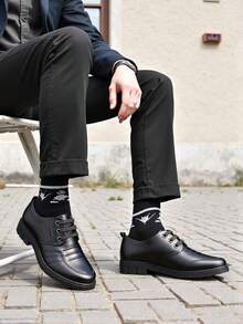 Zapatos de Vestir Oxford de Piel para Hombre con Forro Clásicos con Cordones,Zapatos de vestir para hombre, zapatos casuales, zapatos formales de negocios con cordones de corte bajo,negocio negro Zapatos,adecuado para la celebración de bodas, anfitriones, banquetes, fiestas, trabajo de negocios y ropa casual diaria - Negro - Ver 4