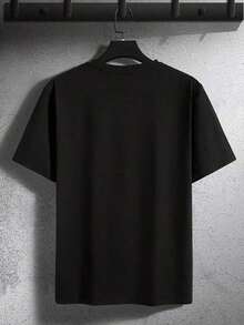 [Black Cat T-Shirt] Relaxed Fit Black Casual  Cat Graphic T-Shirt |   Short Sleeve Crew Neck, Summer Style, Polyester Blend2025 - 黑色 - 查看 2