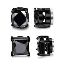 2 Paires De Boucles D'oreilles Magnétiques En Acier Inoxydable Pour Homme Et Femme, Non Percées, Hypoallergéniques, 6mm