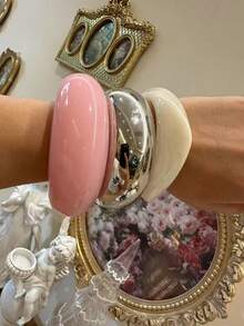 夸张设计手镯，独特复古几何组合手镯，金色，奶茶色，醋酸乳白色（手镯具有扎染效果，可能会出现轻微的颜色变化。购买时请参考尺码表，不要因尺码不合适而留下负面反馈。谢谢。） - 多色 - 查看 14