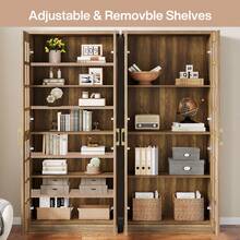 LITTLE TREE 68.9" Tall Storage Cabinet With Doors, Kitchen Pantry Cabinet With Adjustable Shelves, Kitchen Cupboard Food Pantry Floor Storage Cabinet For Living Room, Bathroom, Office, Rustic Brown - 質樸棕色 - 查看 6