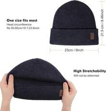 Women Beanie Hat - Navy Blue/White - View 2