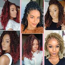 3 Packungen Passion Twist Häkelhaare für Frauen, vorgeschlungenes Häkelhaarteil mit lockigen Enden 8/12 Zoll - Ombre-Braun - Übersicht 5