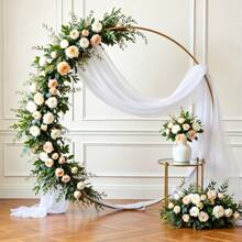 75*600cm1pc/2pcs Panel White Wedding Ceiling Curtain Wedding Backdrop, Wedding Decoration, Party Backdrop, Chiffon Fabric Arch Drape Sheer Curtain Soft Curtain Drape Wedding Ceiling Decoration For Party Ceremony Stage Swag