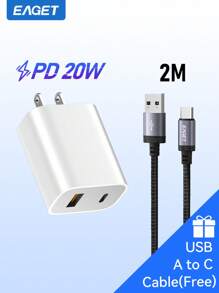 20W USB C 快速充电器配备快速充电线超高速充电器适用于 、iPad、Air Pods、平板电脑 - 通用兼容性 Nan