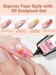 GELPOLISH Gel Pembentuk 3D, 30ml Gel Pembentuk Bening untuk Memahat, Membentuk, dan Melukis Desain Seni Kuku, serta Lem Rhinestone untuk Dekorasi Permata - Clear - View 3