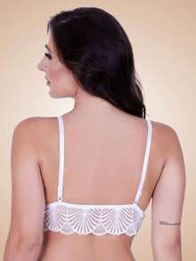 Sutiã Sem Bojo de Renda Feminino Confortável Sem Aro com Alças Reguláveis - Branco - Visão 6