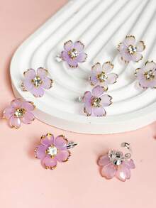 10个/套 白色花朵发夹，精致小花点缀闪亮水钻，清新自然——适合女孩和女士，日常、婚礼或特殊场合佩戴，增添低调优雅。轻巧易用，牢固固定头发，打造自然美丽的发型。尽情享受这些小花的温柔之美吧！ 爪夹、发夹、发卡 - 彩色 - 查看 2