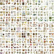 510pcs Plants Floral Scrapbook Stickers Kit Vintage Flowers Butterfly Mushroom Fall Maple Leaves Transparent Waterproof Stickers Set For Scrapbooking Supplies Aesthetic Junk JournalCraft - Màu vàng - Xem 3