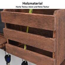 Schlüsselbretter, Hängend, Schlüsselablage für die Wand, mit 4 Schlüsselhaken, Schlüsselhalter aus Holz, Schlüsselaufhänger mit Metallhaken, dekoratives Schlüsselbrett für Eingang, für Flur, Schlafzimmer, Wohnzimmer, 42,5 * 9 * 28 cm